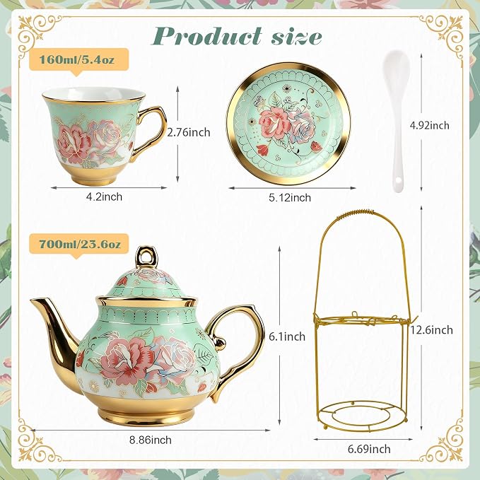 20 Pcs Porcelain Tea Set, European Ceramic Adult Tea Service Set - Image 3