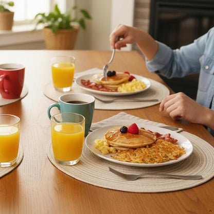 SHACOS 15 inch Beige Round Placemats Set of 12 - Image 4