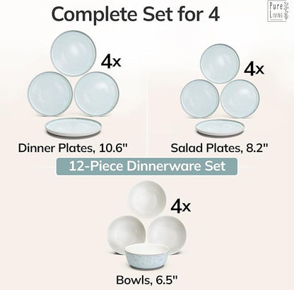 12 Piece Stoneware Dinnerware Set - Image 6