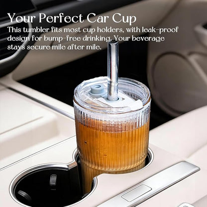 KEMORELA 20oz Ribbed Glass Tumblers - Image 9