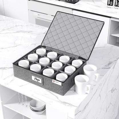Cup and Mug Storage Box with Hard Shell and Dividers - Image 5