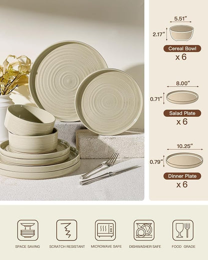 Dinnerware Set for 6, Ceramic Plates & Bowls - Image 7