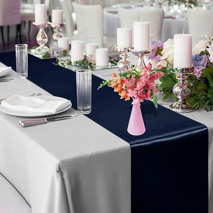 10 Pack Satin Table Runner Navy Blue 12x108 in Long Satin Silk Table Runner | - Image 6