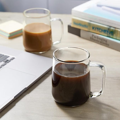 Glass Coffee Mugs, 18 oz Glass Coffee Cups Set of 2, Hot/Cold Beverages - Image 6
