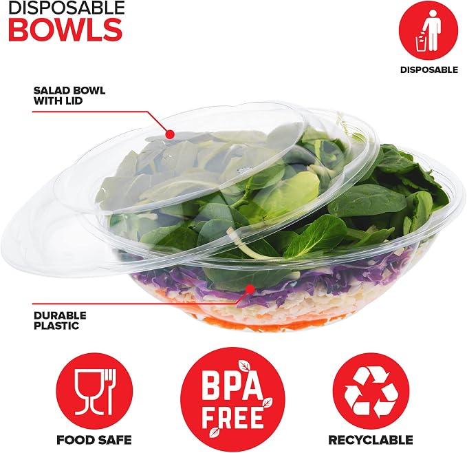 64oz Clear Plastic Salad Bowls - Image 3
