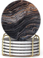 6 Pcs Black Ceramic Stone Modern Coasters by Dksyee