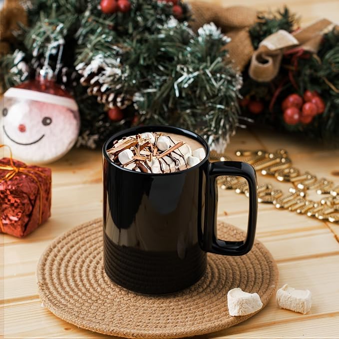 E-liu Large 15 Ounces Porcelain Coffee Mug Tea Mugs Set of 6 | Cups - Image 8