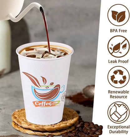 Lamosi 180 Pack 12 oz Coffee Cups, Disposable Paper Cups No Lids | Leakproof - Image 3