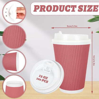 Whaline 100 Pcs Valentine's Day Pink Disposable Coffee Cups - Image 2