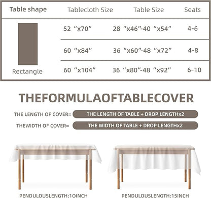 Rectangle Tablecloth Linen Texture Waterproof and Stain-Resistant Tablecloth, Kitchen Dining Table Decoration, 60 x 84 inch Fabric Natural Color