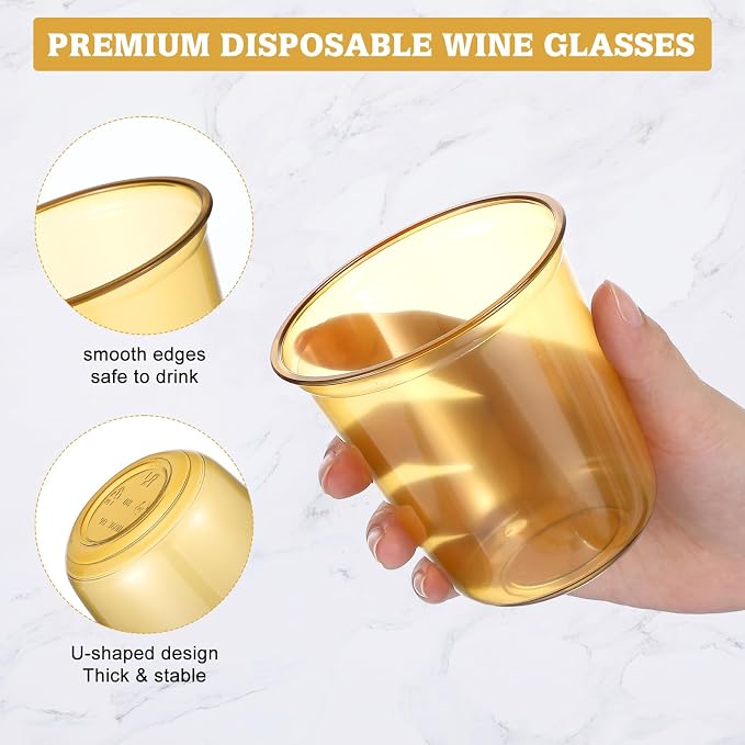 Ziliny 50pcs Disposable Stemless Glasses 12oz Crystal Plastic Wine Glasses - Image 3