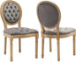 Vintage French Dining Chairs Set of 2, Round Back Velvet Upholstered Accent Chairs with Nailhead Trim and Solid Wood Frame, Elegant Sillas de Comedor for Dining Room & Kitchen, Gray