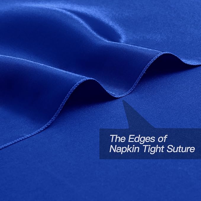 P Pothuiny 12 Pcs Royal Blue Satin Napkins 17 x 17 in, Satin Cloth Napkins | - Image 3