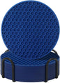 Coasters Set of 6 with Holder,Coasters for Drinks,Coffee Table Decor Coaster,Suitable for Kinds Cups,Anti-Slip,Non-Stick,Silicone Cup Coaster and Living Room Decor (6 Pcs, Navy Blue)