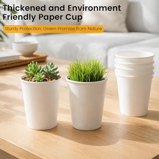 12 oz Paper Coffee Cups, 300 Pack Bulk Disposable White Paper Cups - Image 3