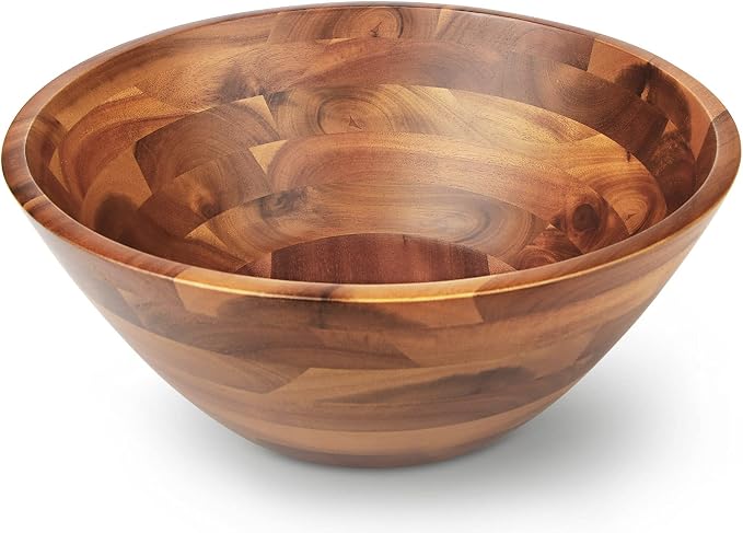 AIDEA Acacia Wood Serving Bowl for Fruits or Salads, Wooden Single Salad Bowl by AIDEAHOME