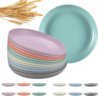HEYCOME 12 Pcs Unbreakable Deep Dinner Plates Set, 10 inch Reusable Plastic by StayHealthyStayHappy