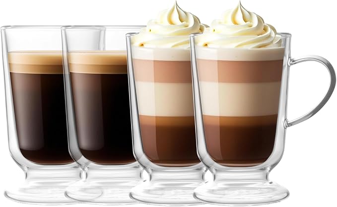 NIRA.Z 12.5 OZ Double Walled Glass Coffee Mugs by NIRAZ