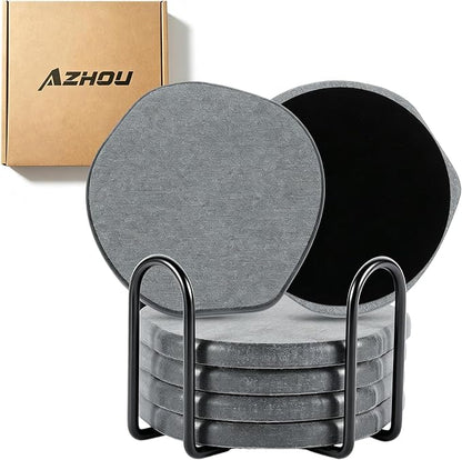 Azhou 6Pcs Absorbent Diatomaceous Earth Coasters Set by Azhou