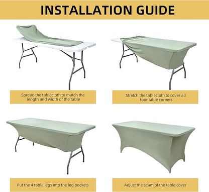 124 2-Pack 8ft Spandex Table Covers for Rectangle Folding Tables - Washable Elastic Tablecloth - Ultimate Fitted Table Protector for Parties, Banquet, and Wedding