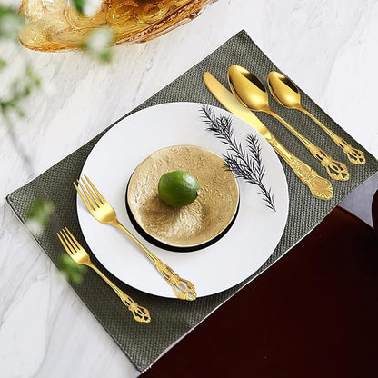 20 Pieces Gold Gorgeous Retro Silverware Set - Image 5