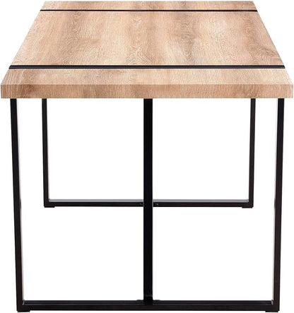 55'' Kitchen Table,Dinner Table for 4-6, Kitchen & Dining Room Tables,Wood Dining Table with Metal Legs for Living Room & Dining Room