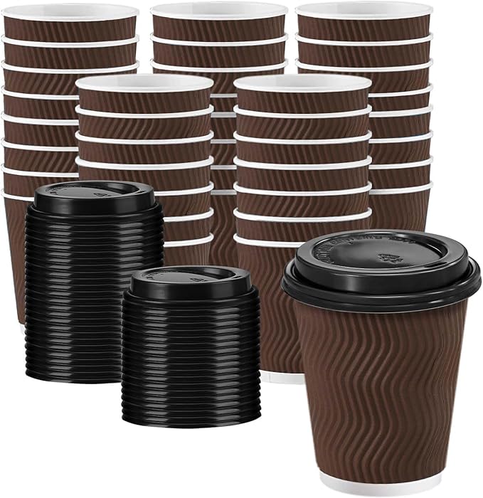 100Pack 8oz Disposable Coffee Cups by Huifany