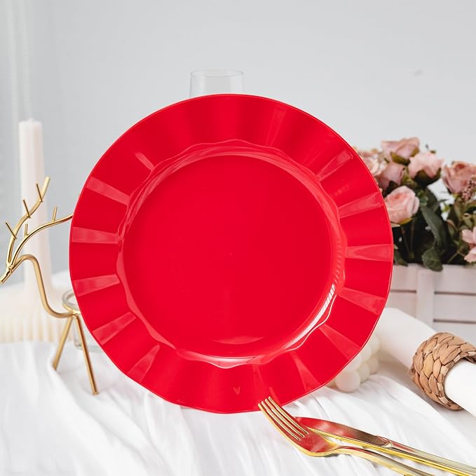 72 Pack Red Plastic Plates, Thanksgiving - Image 4