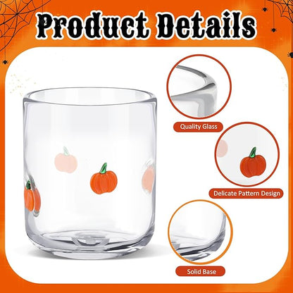 SiliFine 2 Pcs Pumpkin Icon Juice Glasses - 14oz Pumpkin Stemless Wine Drinking - Image 3