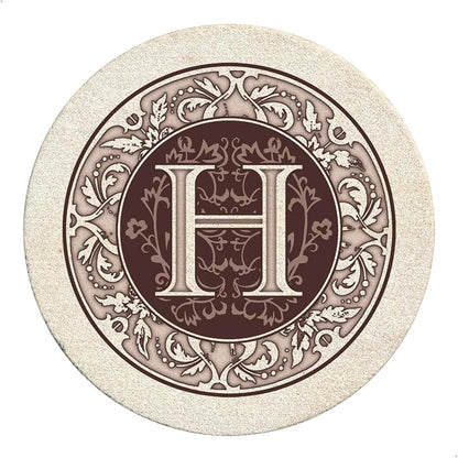 Thirstystone Monogram Round Sandstone Coaster4 Pack | 4" Diameter, Manufactured by Thirstystone