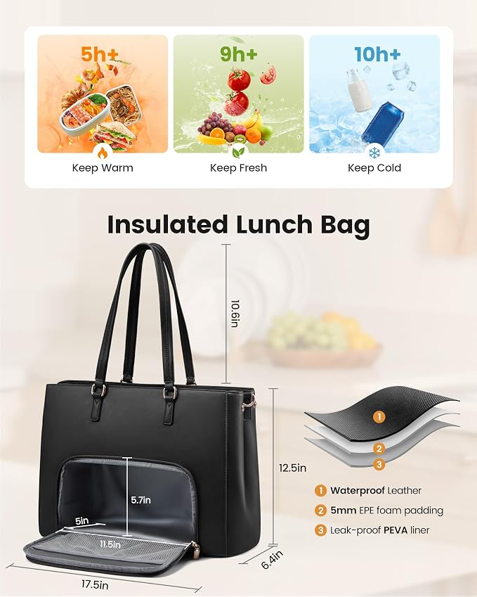 LOVEVOOK Lunch Tote Bag for Women, 3 in 1 Work Bag - Image 5