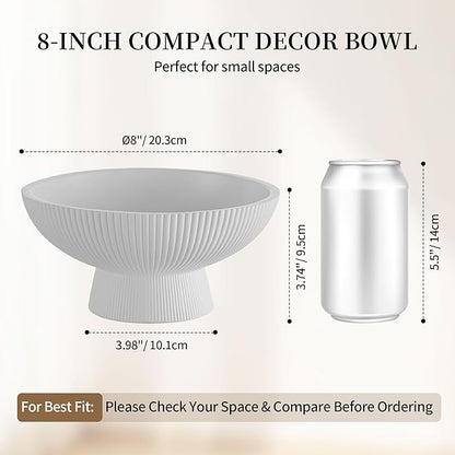 Hanobe Decorative Bowl Entryway Table: Coffee Table Decor for White Fluted Dough Pedestal Bowls - Modern Farmhouse Decor Marble Bowl for Pottery Barn Decor - Footed Key Holder for Home Kitchen Counter