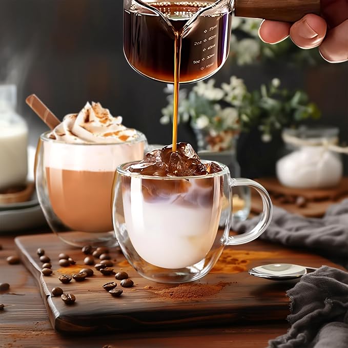 6 Ounces Set of 4 Double Walled Glass Coffee Mugs - Image 4