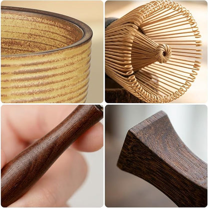 7-Piece Matcha Set，Matcha Bowl & 100-Prong Purple Bamboo Whisk | Gilded Artisan - Image 6