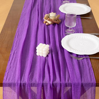 Cheesecloth Table Runner Summer Boho Wedding Shower Party Home Decor | Purple - Image 5