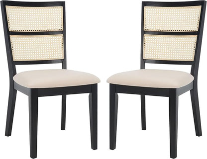 SAFAVIEH Home Collection Toril Coastal Black/White/Natural Dining Chair Set of 2