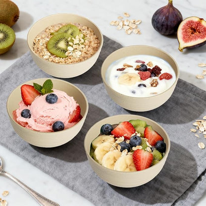 Wheat Straw Mini Bowls Set of 6, Unbreakable 10 OZ Dessert Bowls for Yogurt, Appetizers, Ice Cream, Plastic Bowls Microwave & Dishwasher Safe, Beige