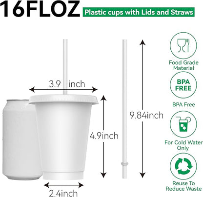 16 oz Reusable White Plastic Cups - Image 2