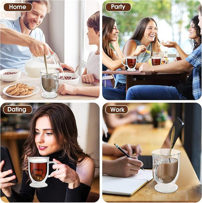 Gejoy 6 Sets Double Wall Glass Coffee Mugs - Image 6