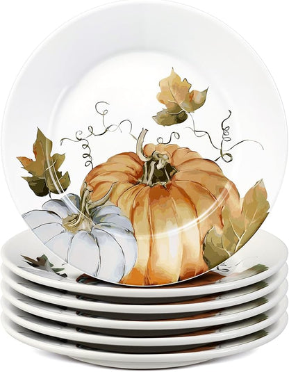 Honeydak 6 Pcs 6 Inch Fall Plates Pumpkin Ceramic Thanksgiving Salad Plates So by Honeydak