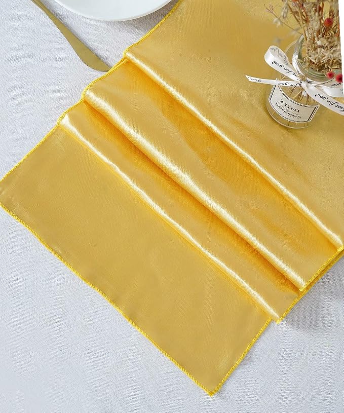 Gold Table Runners 20 Pack 12x108 inch Silk Satin Smooth Fabric | Satin Table - Image 6