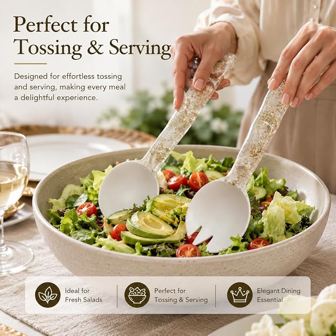 Salad Servers, Resin Salad Tongs, Long Handle Salad Server Set - Image 2