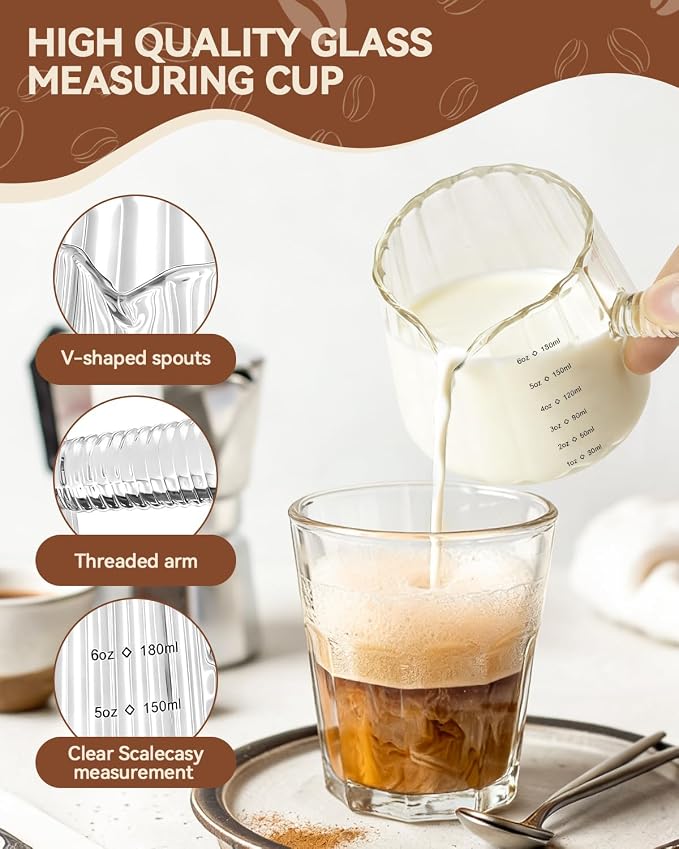 2 PCS Espresso Measuring Cup 6 Oz, Espresso Glass Cups - Image 6