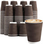 150 Pack 8 oz Coffee Cups, Disposable Corrugated Insulated Ripple Wall Paper Coffee Cups 8 OZ for Hot or Cold Drinks Office Home Cafe Party Travel (Brown)