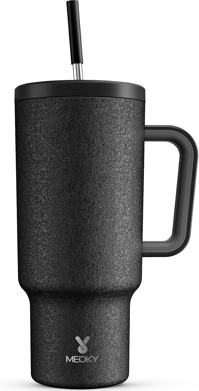 Meoky 40oz Tumbler with Handle, Leak-proof Lid and Straw, Insulated Coffee Mug by MEOKY
