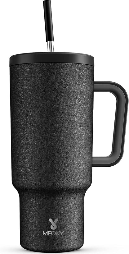 Meoky 40oz Tumbler with Handle, Leak-proof Lid and Straw, Insulated Coffee Mug by MEOKY