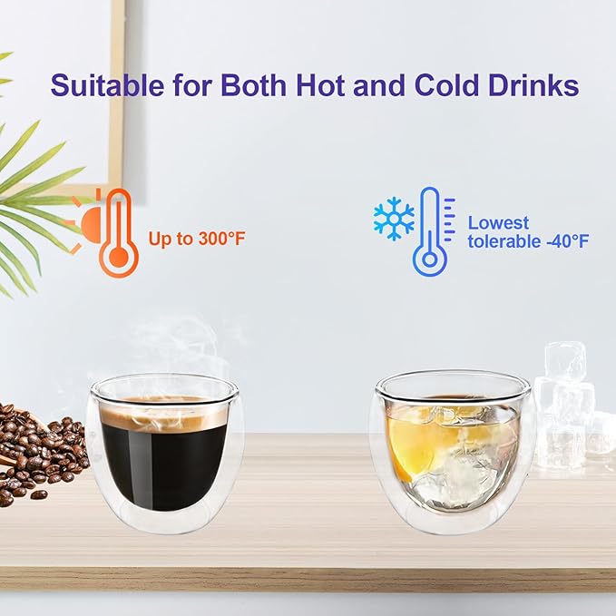 Double Wall Expresso Cups, 3 Ounce Glass Espresso Mugs - Image 3