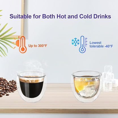 Double Wall Expresso Cups, 3 Ounce Glass Espresso Mugs - Image 3