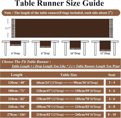Floral Dark Brown Botanical Table Runner 13 x 48 Inch | Jacquard Flower - Image 7