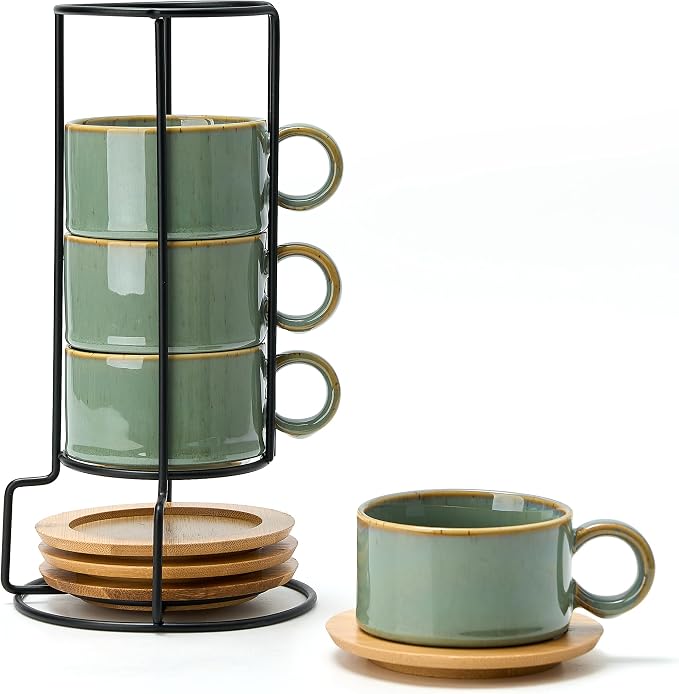 LUKA 6 Ounce Porcelain Stackable Espresso Cups by LUKA